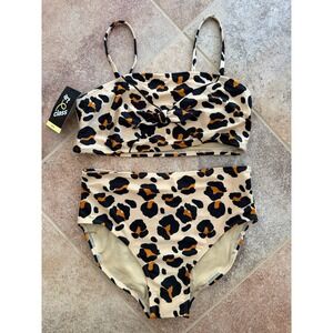 Girls' Art Class Cheetah Print Bikini Size XL(14/16) UPF 50+ NWT High Waisted